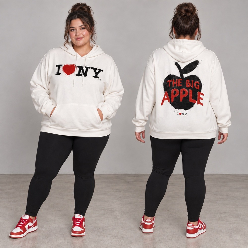 Official I Love NY The Big Apple White Pullover Hoodie Sweatshirt NWT 2XL NWT